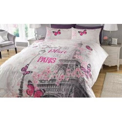 Romantična Sleepdown Paris Romance posteljina sa motivima Pariza i reverzibilnim dizajnom 200x200 cm