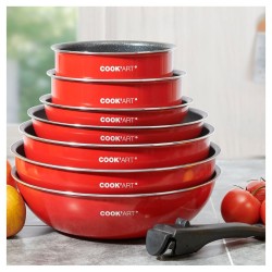Cook'art Ipium Set 9/1 | Crveni Aluminijum | Indukcija i Rerna GO14 | Outlet BGD