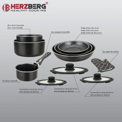 Herzberg HG-8054 Crni Set 11/1 | Mermerni Premaz | Za Indukciju I Outlet Bgd