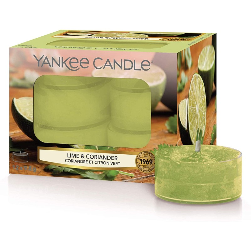 Yankee Candle Lime & Coriander čajne svećice u pakovanju od 12 komada sa cvetno-biljnim mirisom limete i korijandera