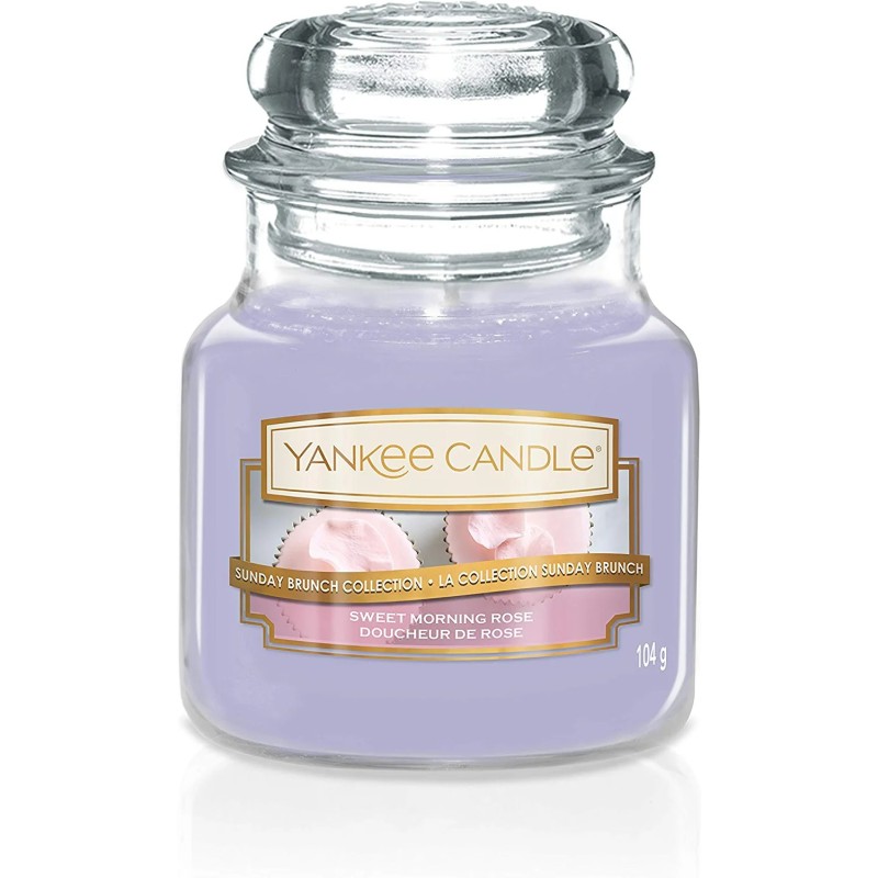 Yankee Candle Sweet Morning Rose mirisna sveća u maloj staklenoj tegli od 104 grama sa cvetno-slatkim mirisom ruže