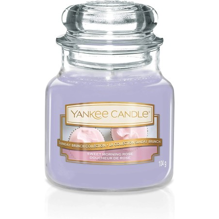 Yankee Candle Sweet Morning Rose mirisna sveća u maloj staklenoj tegli od 104 grama sa cvetno-slatkim mirisom ruže