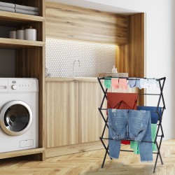 Relaxdays bela metalna teleskopska sušilica za veš na rasklapanje sa 11 šipki