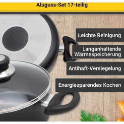 Karl Krüger Set Posuđa 17 Delova | Crna Boja | Sa Priborom