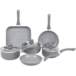 Gr8 Home Set Posuđa 9 Delova | Sivi | Sa Grill Tiganjem