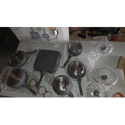 Gr8 Home Set Posuđa 9 Delova | Sivi | Sa Grill Tiganjem