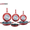 Herzberg HG-6010 set crvenog posuđa 8 delova mermerna obloga indukcija