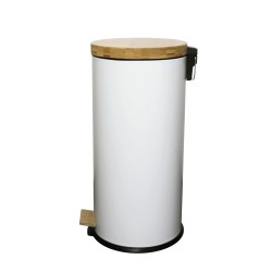 Kitchen Move Forest Kanta za Smeće sa Pedalom 30L | Nerđajući Čelik + Bambus | Bela