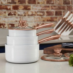 Tower Linear Rose Gold Set Kaserola 3 kom | Bela | Indukcija
