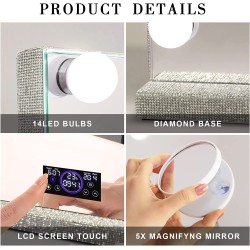 Hollywood Ogledalo 80x58 cm | Bluetooth Zvučnik | 14 LED Sijalica