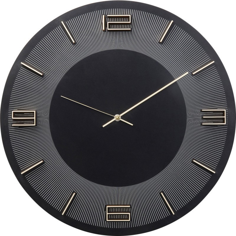 Kare Design Leonardo retro zidni sat crno-zlatni prečnika 49cm