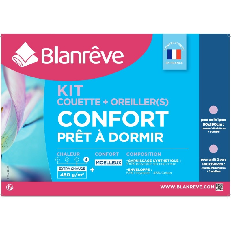 Francuski zimski set posteljine Blanreve 240x220cm sa dva jastuka bela