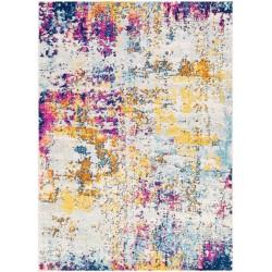 Moderan apstraktni višebojni Surya tepih dimenzija 160x220 cm sa vibrantnim narandžastim, plavim i ružičastim tonovima