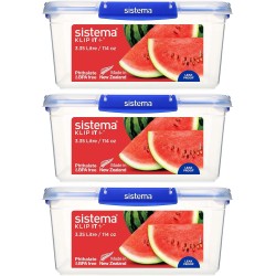 Sistema KLIP IT PLUS set 3 pravougaone plastične posude 3.35L sa plavim kopčama i zaptivkom