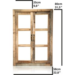 Rustični dekorativni drveni prozor sa krilima Blumelhuber 80x58cm prirodna boja_1