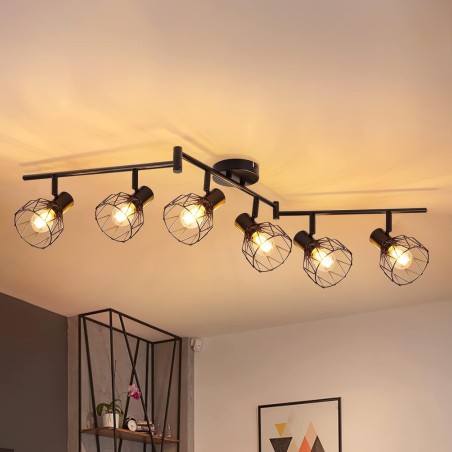 Kimjo retro plafonska lampa crna 6xE14