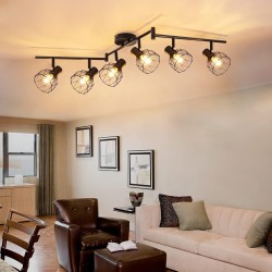 Kimjo retro plafonska lampa crna 6xE14 sa polomljenim grlom i bez jednog abažura_2