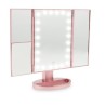 GloBrite LED kozmetičko ogledalo trodelno roze 24 LED sa uvećanjem