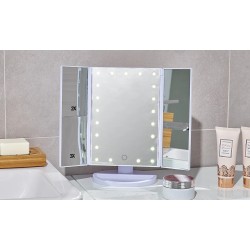GloBrite LED Ogledalo za Šminkanje | Roze Trodelno Ogledalo