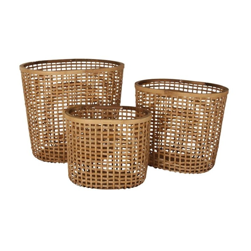 DKD Home Decor set od 3 korpe od bambusa prirodna boja tropical stil