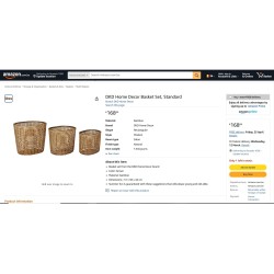 DKD Home Decor Set 3 Korpe od Bambusa | Prirodni Stil