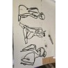 Set od tri crne metalne zidne dekoracije sa apstraktnim ženskim figurama dimenzija 25 x 35 cm