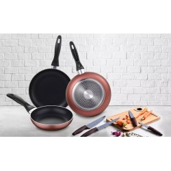 Renberg Paradise 6-delni set bakarnih tiganja 16/20/24 cm sa najlonskim kuhinjskim priborom