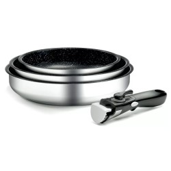 Backen set 3 inox tiganja 20 24 26 cm sa efektom kamena i uklonjivom ručkom indukcija