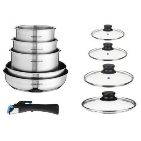 Arthur Martin set inox posuđa, 10 delova, tiganji sa nelepljivom oblogom