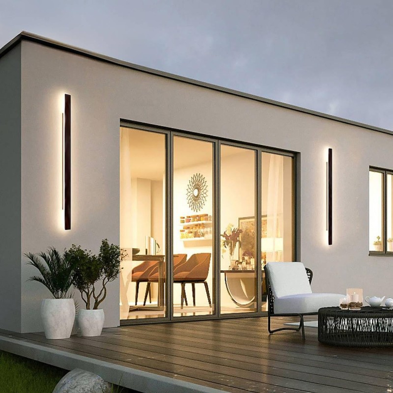 Moderna bela linearna spoljašnja LED zidna lampa dužine 100cm sa IP65 vodootpornom zaštitom