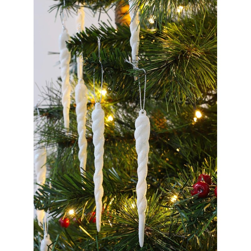 Christmas Concepts bele svetlucave ledenice ukrasi za jelku set od 10 komada