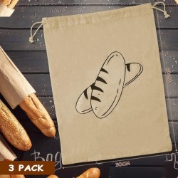 Pamučne Torbe za Hleb (Set 3 kom) | Pamuk i Lan | 40x30cm | Outlet BGD