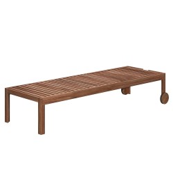 Drvena baštenska ležaljka Mimo II od masiva akacije dimenzija 67x85x200 cm sa točkovima