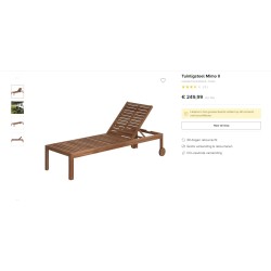 Drvena baštenska ležaljka Mimo II od masiva akacije dimenzija 67x85x200 cm sa točkovima