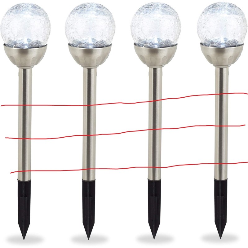 Relaxdays set od 4 LED solarne lampe, prečnik 8 cm | Outlet BGD