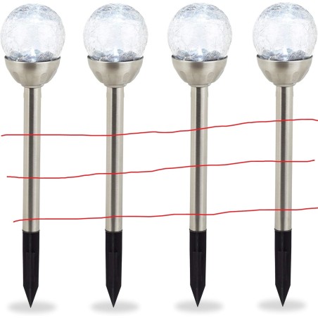 Relaxdays set od 4 LED solarne lampe, prečnik 8 cm | Outlet BGD