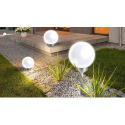 Bela solarna lopta 30 cm, 8 LED | Outlet BGD