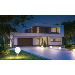 Bela solarna lopta 30 cm, 8 LED | Outlet BGD