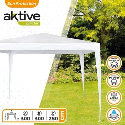 Aktive Garden paviljon, poliet/čel, bela, 300x300x250 cm | Outlet BGD