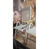 Set od 2 Cavalese sklopive baštenske stolice sa belim aluminijumskim ramom, sivom Ergotex tkaninom i rukonaslonima od tikovine