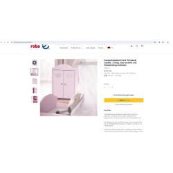 Roba Prinzessin Sophie garderober za lutke, MDF, pink | Outlet BGD