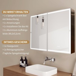 Meidom aluminijumski kupatilski ormarić sa ogledalom i podesivim LED osvetljenjem, dimenzija 100x70x13.8 cm, outlet