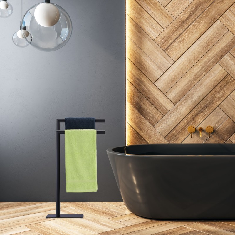 Relaxdays Samostojeći Držač Peškira – Čelik, Crna, 81x49x20cm | Outlet BGD