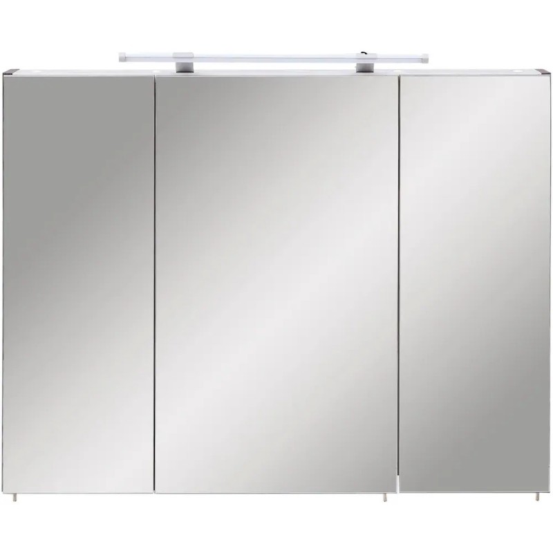Sivi Schildmeyer Dorina LED kupatilski ormarić sa ogledalom 90x16x71 cm sa tri vrata i staklenim policama