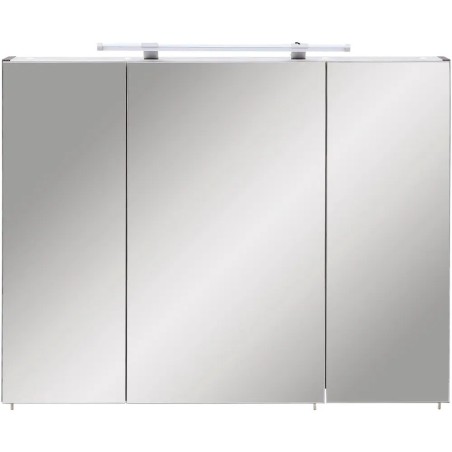 Sivi Schildmeyer Dorina LED kupatilski ormarić sa ogledalom 90x16x71 cm sa tri vrata i staklenim policama