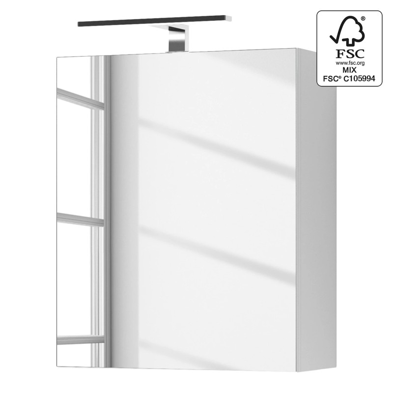 Beli Loftscape Salsa ormarić za kupatilo sa ogledalom i LED rasvetom 50x60x20 cm sa manjom naprslinom daske