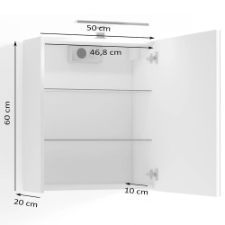 Beli Loftscape Salsa ormarić za kupatilo sa ogledalom i LED rasvetom 50x60x20 cm sa manjom naprslinom daske