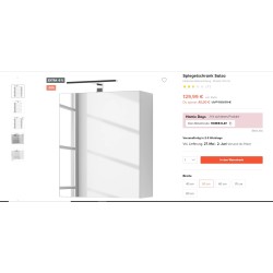 Beli Loftscape Salsa ormarić za kupatilo sa ogledalom i LED rasvetom 50x60x20 cm sa manjom naprslinom daske