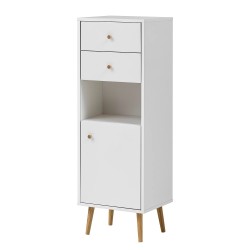 Beli Schildmeyer Jonte II ormarić za kupatilo 41x119x33 cm sa nogarima i ručkama od hrasta, outlet sa oštećenjem pri dnu