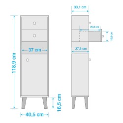 Beli Schildmeyer Jonte II ormarić za kupatilo 41x119x33 cm sa nogarima i ručkama od hrasta, outlet sa oštećenjem pri dnu